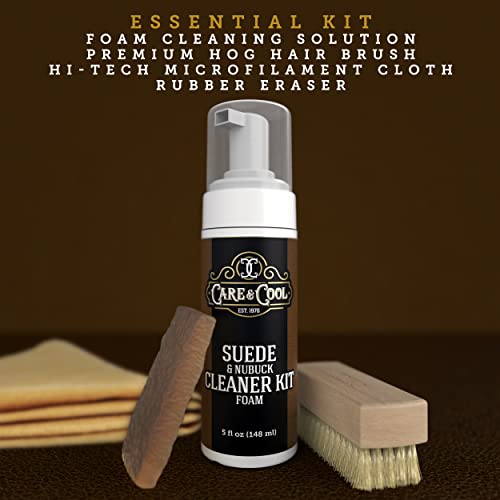 Care & Cool Suede and Nubuck Cleaner Foam Kit (5 oz) - Revitalizes and Refreshes Shoes, Boots, Clothes, and Furniture