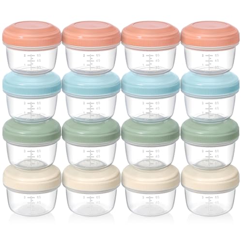 VITEVER 16 Pack 4 oz Small Containers with Lids, Reusable Plastic Jars for Snack and Puree, Salad Dressing Container to Go, Deli Containers