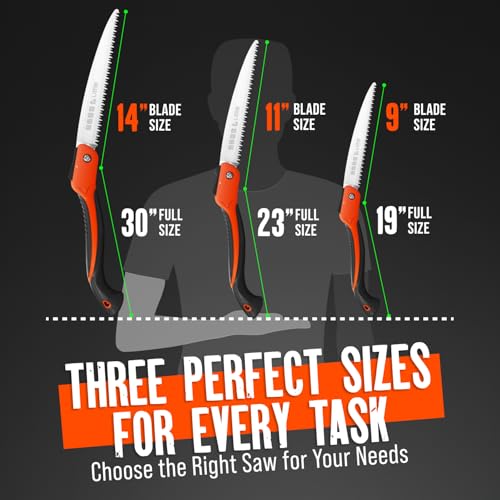 GROWIT Folding Camping saw 11 Inch - Heavy Duty Pruning Saw with Triple-Cut SK5 Blade, 7 TPI Razor Teeth for Tree Trimming, Wood Cutting, Camping, Bushcraft, and Gardening
