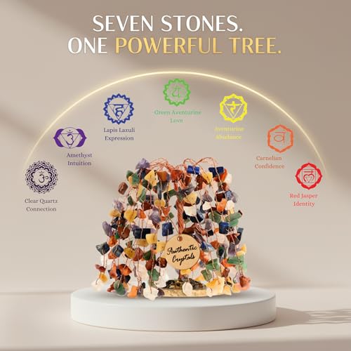 ANAYA AGATE 7 Chakra Tree of Life Feng Shui Crystal Tree for Home Décor, Wealth, Luck & Protection, Spiritual Reiki Healing Bonsai for Positive Energy Gift, Meditation & Manifestation Decor