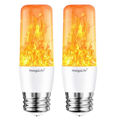 HoogaLife Flame Light Bulbs, Warm Flickering Light Bulbs Effect of Real Fire, E26 Flame Light Bulb for Christmas, Halloween, Party Patio Porch Home