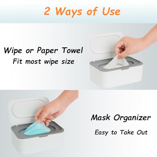 Wipes Dispenser, Wipe Holder for Baby & Adult, Seposeve Refillable Baby Wipe Container, Keeps Wipes Clean. Non-Slip, Easy Pull Wipes Pouch Case, Grey