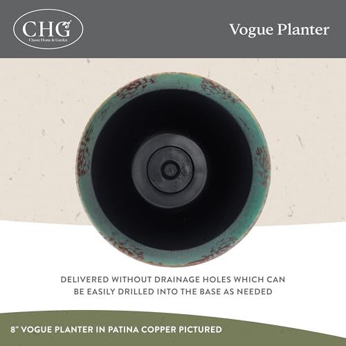 Classic Home and Garden Vogue Planter Pots w/Pottery Quality Finish - Modern Indoor & Outdoor Flower Pots - UV-Resistant Porch Planters - Decorative Pot for Flowers & Herbs (8” Willow Green)