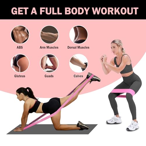 KANGFITER Long and Short Fabric Resistance Bands with Door Anchor, Non-Slip Stretch Booty Bands for Working Out Women & Men, Loop Exercise Elastic Bands for Home Physical Therapy Yoga Pilates