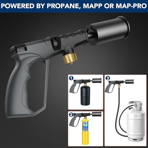 Sondiko Powerful Propane Torch Gun, Cooking Torch for Sous Vide, Charcoal Starter and Steak Searing, Best for Outdoor BBQ Party and Camping, Gray & Black, Gas Welding Kits(Tank Not Included)
