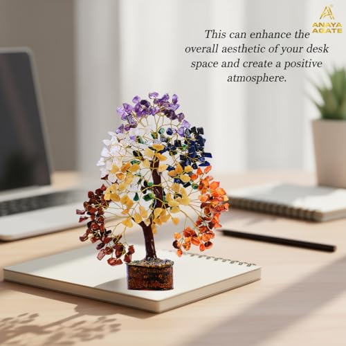 ANAYA AGATE 7 Chakra Crystal Tree of Life – Handmade Healing Crystals and Crystals and Healing Stones Money Tree for Home & Office Decor – Feng Shui Spiritual for Women