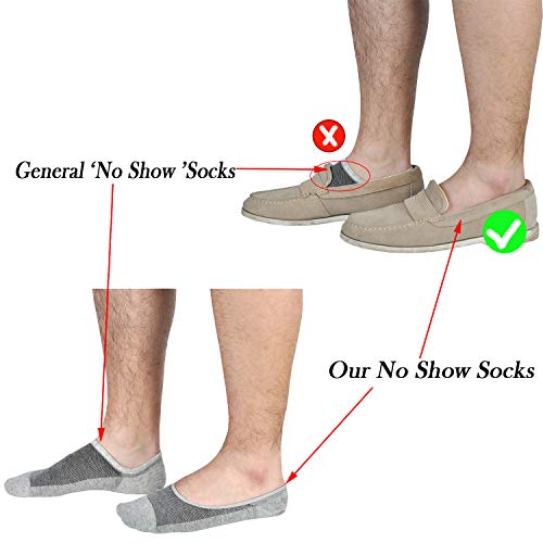 Jormatt Genuine Mens No Show Socks, Loafer Sneakers Low Cut Cotton Socks With Non Slip Grips