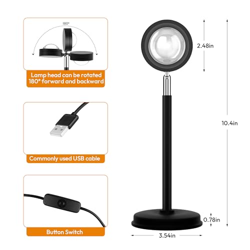 Tsrarey Sunset Lamp Projector,180 Degree Rotation Sun Projection Light