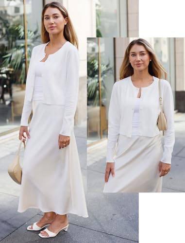 Newshows Cropped Cardigan Sweaters For Women 2026 Crew Neck Button Down Open Front Knit Bolero Shrugs