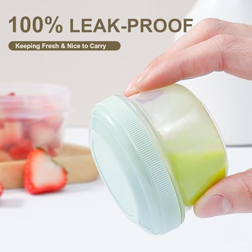 VITEVER 16 Pack 4 oz Small Containers with Lids, Reusable Plastic Jars for Snack and Puree, Salad Dressing Container to Go, Deli Containers