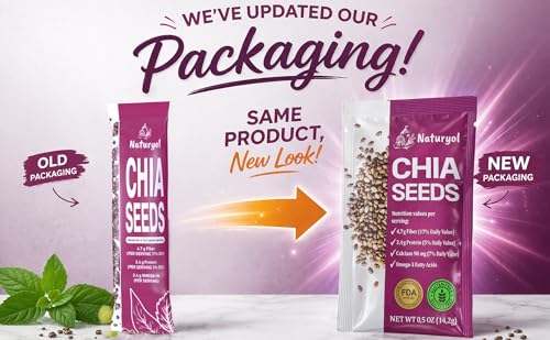 Naturyol Chia Seeds – Fiber-Rich Food for Salad Mixes, Gluten Free, Keto Friendly, Chia Seeds Travel Packets, Salad Toppings & Keto Food, Rich in Omega-3, Non-GMO, 1 lb (0.5 oz Pack of 32)