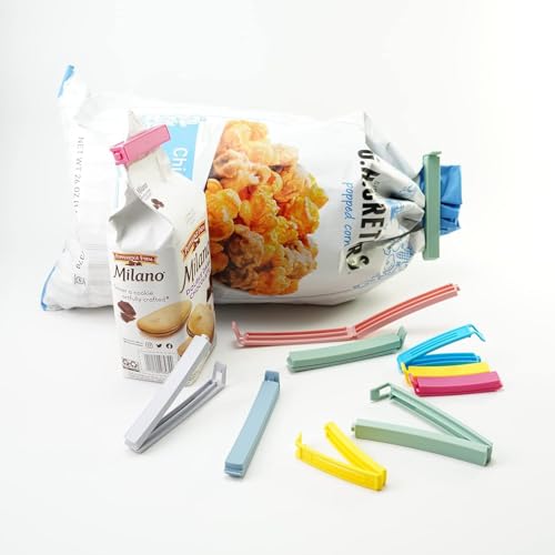 32 PCS Plastic Chip Clips for Food Packages, Curved Design Sealing Bag Clips for Food, Kitchen and Home, 2 Sizes(4.3inch x 20, 3.1inch x 12)