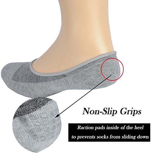 Jormatt Genuine Mens No Show Socks, Loafer Sneakers Low Cut Cotton Socks With Non Slip Grips