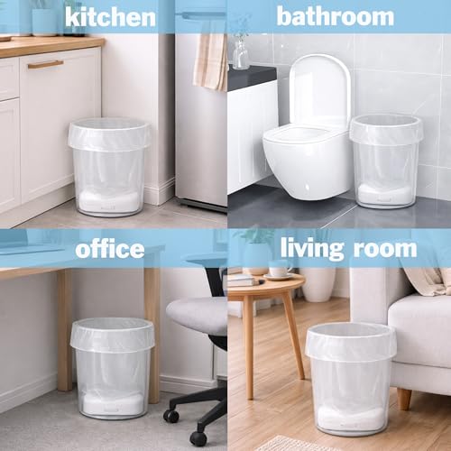Teivio 150 Count 4 Gallon Trash Bags with Bottom Dispenser Fits Most 4-Gallon Trash Cans, Refill Small Clear Garbage Bags, Waste Basket Liners, for Bathroom, Bedroom, Office, Fits 3–4.5 Gal / 12–15L