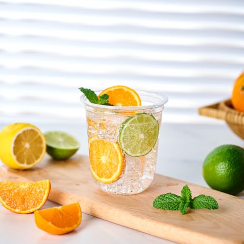 Vplus 12 oz Compostable Clear Plastic Cold Cups, 100 Pack Biodegradable Disposable Cups, BPA & PFAS Free, Plant-Based Plastic Cups for Juice, Wine, Parties, Weddings, and Everyday Use
