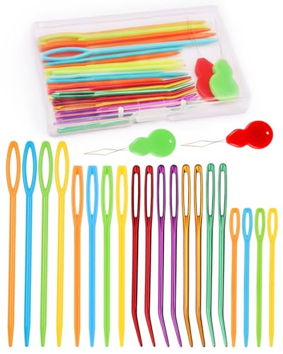 Bupete 25 Pcs Yarn Needles Set, Metal Tapestry Needle, Crochet Needles for Yarn, Large Eye Sewing Needles, Curved Darning Needles, Knitting Needles for Sewing, Knitting, Crochet