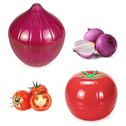 Vegetable and Fruit Storage Containers for Refrigerator, Tomato and Onion Storage, Food Storage Containers with Lids, Pack of 2