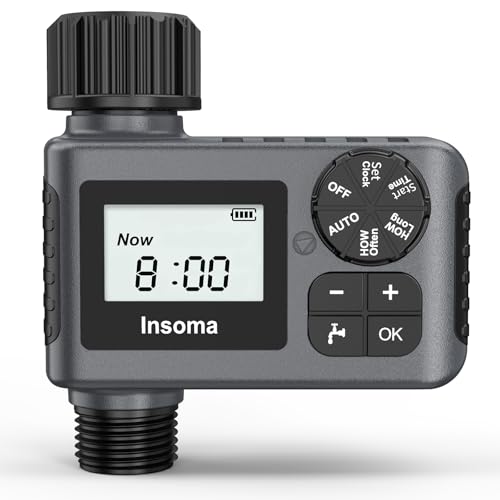 Outdoor Garden Hose Faucet Timers, Programmable Water Sprinkler Timer with Rain Delay/Manual/Automatic Drip Irrigation and Lawn Watering System for Yard, 1 Outlet