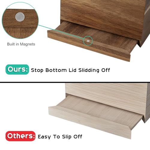 ALELION Tissue Box Cover Square - Acacia Wood Tissue Box Holder for Tabletop Night Stands Bathroom Office - Decorative Facial Cube Tissue Box Cover for Modern Farmhouse Decor