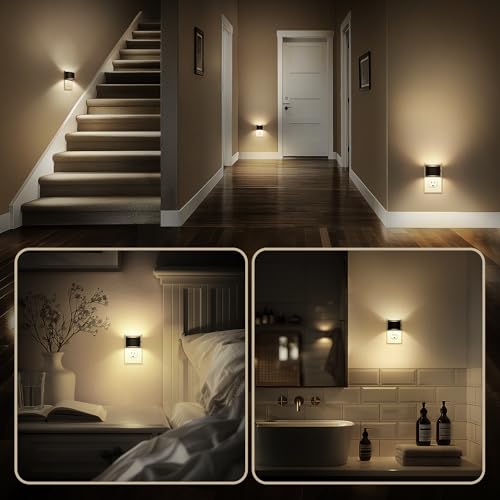 DORESshop LED Night Light2 Pack, Night Lights Plug into Wall, 3 Level Brightness Adjustable Plug in Night Light, Dusk to Dawn Sensor, Nightlights