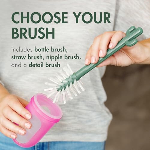 Boon Cacti Bottle Cleaning Brush Set, Terracotta , 4 Piece Set