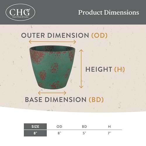 Classic Home and Garden Vogue Planter Pots w/Pottery Quality Finish - Modern Indoor & Outdoor Flower Pots - UV-Resistant Porch Planters - Decorative Pot for Flowers & Herbs (8” Willow Green)