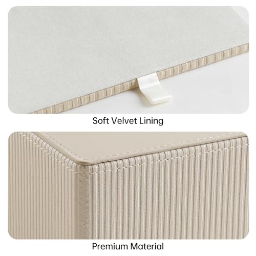 Tissue Box Cover Square with Magnetic Closure, PU Leather Tissue Box Holder for Bathroom NightStands Livingroom, Decorative Modern Square Tissue Holder (Beige)