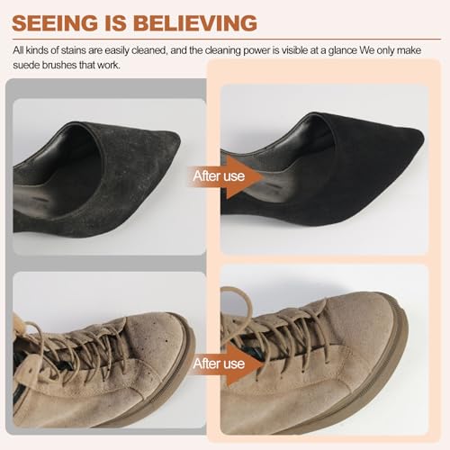 2-Piece Suede Brush and Suede Eraser, Suede Cleaner Kit, Suede Brush for Shoes Effectively Solves Stubborn Stains on Soft Bristle Shoes