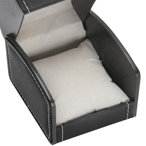 Luxury Single Watch Gift Box with Removable Pillow, PU Leather Single Watch Case Wristwatch Jewelry Storage Display Holder Cases for Men and Women (Black)