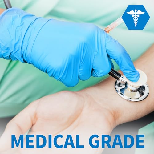 Medguy Medical Blue Nitrile Disposable Exam Gloves, 4.5 Mil 100 Pcs Powder-Free Latex-Free Food-Safe for Lab Cooking Cleaning