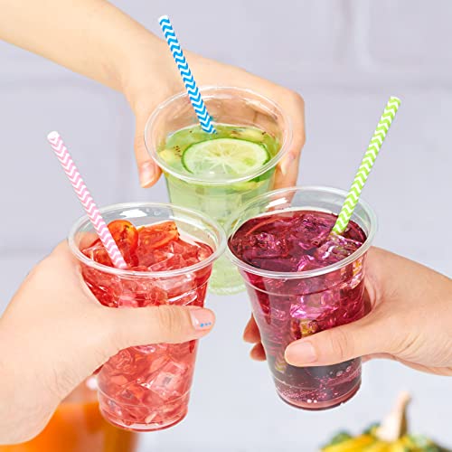 Lilymicky 200 Pack 10 oz Clear Plastic Cups, PET Disposable Drinking Cups Perfect for Birthday Parties, Ceremonies, Events