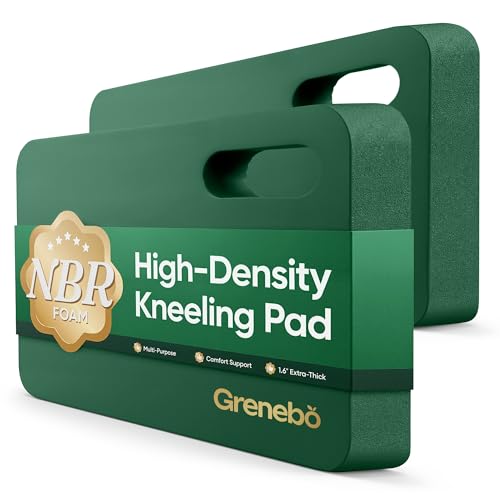 Grenebo 2-Pack 1.6" Extra Thick NBR Foam Garden Kneeling Pads, Ultra Soft Cushion Kneeling Pads for Gardening, Gardening Kneeling Pad for Baby Bathing, Work, Exercise, 17.3×11×1.6 in, Green