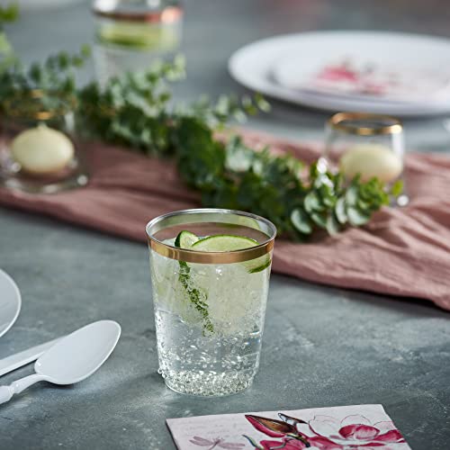PLASTICPRO Disposable Plastic Tumblers (Gold Rim, 50)