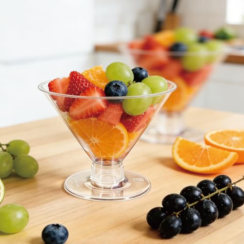 50 PCS Disposable Martini Glasses for Parties 5oz,Plastic Martini Glasses Disposable,Martini Plastic Cups for Wedding Party Bowl Wine Ice Cream Fruit