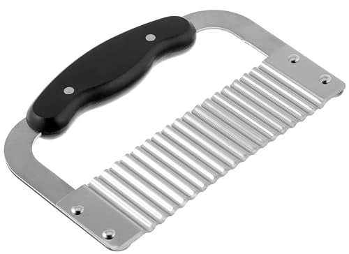HIC Kitchen Crinkle-Cut Wave Slicer French Fry Vegetable Cutter, Stainless Steel Blade, For Waffle Fries Chips Decorative Vegetables Holiday Meal Prep And Baby-Led Weaning