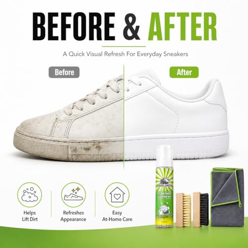 Shoe Cleaner Sneakers,8.5oz Shoe Cleaning Kit with 2 Brush,Shoe Cleaning Removes Dirt and Stain for White Shoes,