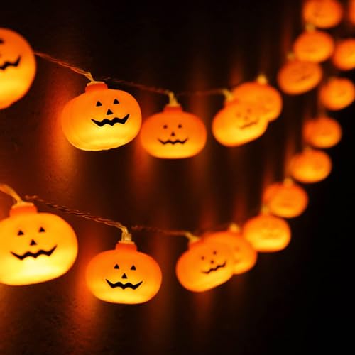Runleo Halloween Decorations Pumpkin String Lights Battery Operated