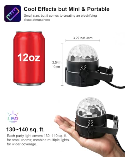 Luditek 2-Pack Sound Activated Party Lights with Remote, Disco Ball Strobe