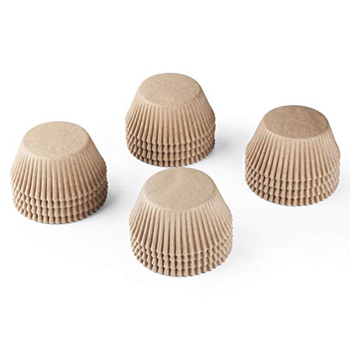 Caperci Standard Natural Cupcake Liners 500 Count, No Smell, Grease-Proof Paper Muffin Liners, Food-grade Baking Cups for Cupcakes, Muffins, Nuts