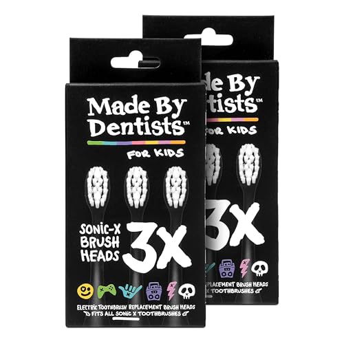 Made By Dentists Sonic X Replacement Heads – 6 Brush Heads (2x3 Packs), Soft Bristles for Kids and Teens, 18 Months Supply, Fits Only Sonic X Electric Toothbrushes