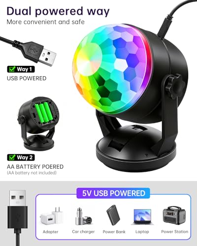 Luditek 2-Pack Portable Sound Activated Party Lights, Battery Powered/USB
