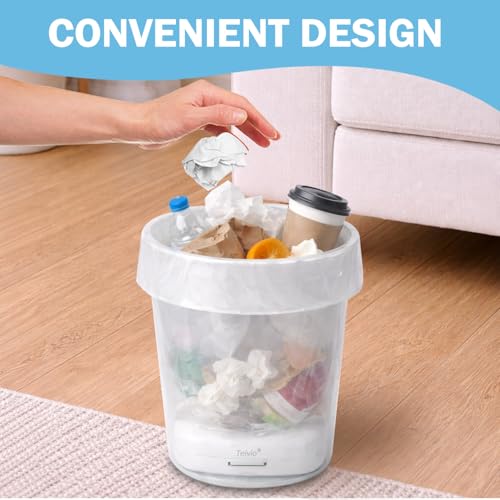 Teivio 150 Count 4 Gallon Trash Bags with Bottom Dispenser Fits Most 4-Gallon Trash Cans, Refill Small Clear Garbage Bags, Waste Basket Liners, for Bathroom, Bedroom, Office, Fits 3–4.5 Gal / 12–15L