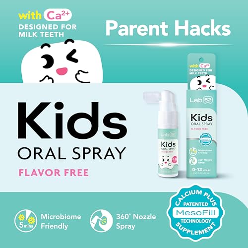 LAB52 Kids Oral Spray, Toddler Toothpaste Helper for Daily Oral Care and Fresh Breath, Children Approved with Fluoride Free for Newborn to Preschoolers, Xylitol Flavor Free