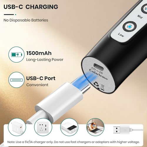 Milk Frother Handheld Rechargeable, Frother Wand Drink Mixer Electric Whisk for Coffee, Detachable With 3 Stainless Whisks, Hand Mixer for Lattes, Cappuccino, Matcha, Egg, No Stand,Black