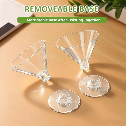 Meolibour 50 Pcs Disposable Plastic Martini Glasses for Parties 5oz, Unbreakable Clear Cocktail Dessert Parfait Glasses, Mini Martini Cups for Wedding Party Bowl Wine Ice Cream