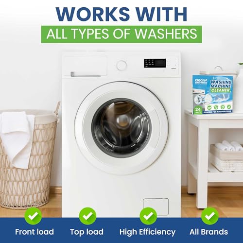 Washing Machine Cleaner Tablets 24 Pack – Deep Cleaning Descaler for HE, Front & Top Load Washers – Septic Safe, Eco-Friendly Freshener, Helps Maintain a Clean Drum – 12 Month Supply