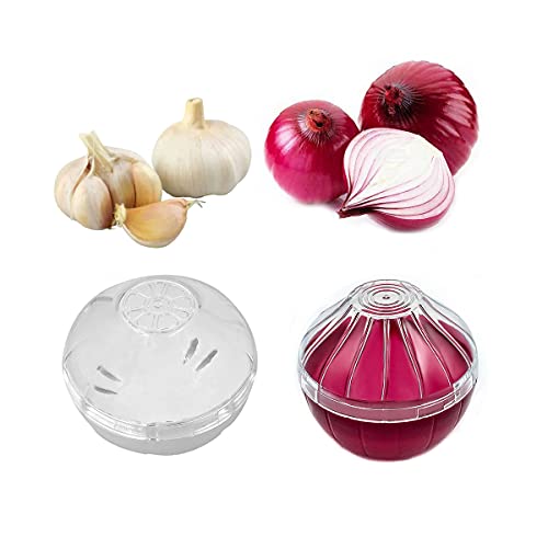 Onion Garlic Lemon Avocado Saver Storage Keeper Holder for Fridge, BPA Free Tomato Vegetable Shaped Food Saver/Storage Containers, 5-piece Set Bundle