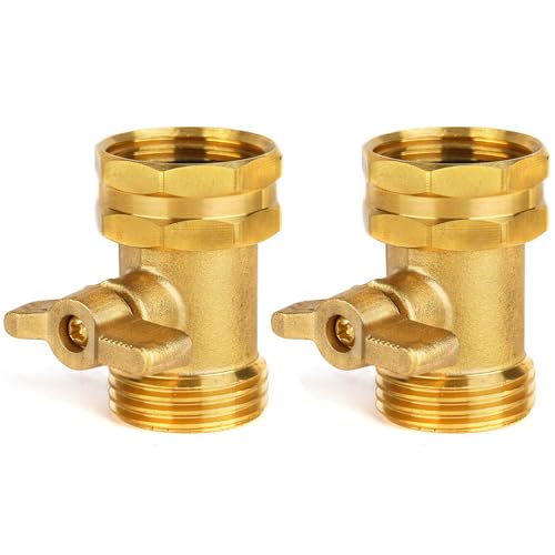 2 Pack Garden Hose Shut Off Valve - Extended Handle - 3/4" Heavy Duty Solid Brass Hose Connector Water Shut Off Valve Hose Shutoff Valve with 4 Pcs Hose Washers