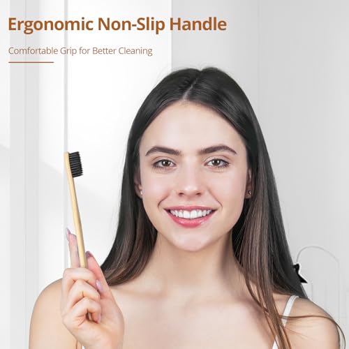 Virgin Forest Bamboo Toothbrushes 10 Pack, Biodegradable Compostable Soft Toothbrush, Natural Eco-Friendly Bamboo Toothbrush, BPA Free Zero Waste Oral Care for Adults & Kids