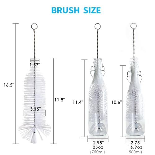 Bottle Brush - Ideal for Cleaning Narrow Neck Swing Top Glass, Brewing, Wine, Beer, Soda, Spray, Kombucha Bottles (White+1Pack)